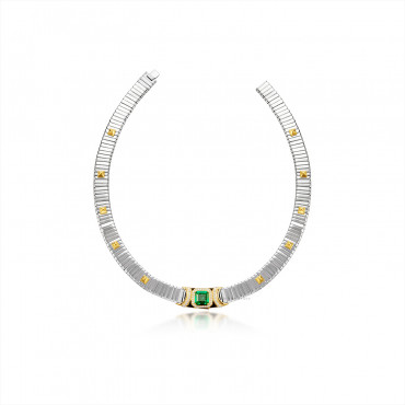 KARAT GOLD, EMERALD AND DIAMOND CHOKER